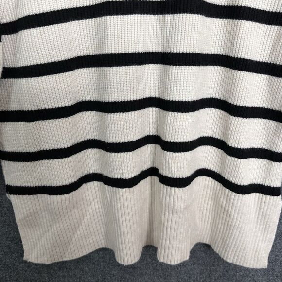 A New Day Pullover Bulky Sweater NWT Cream W/Black Stripe Crew Neck Long Sleeve - Picture 9 of 13